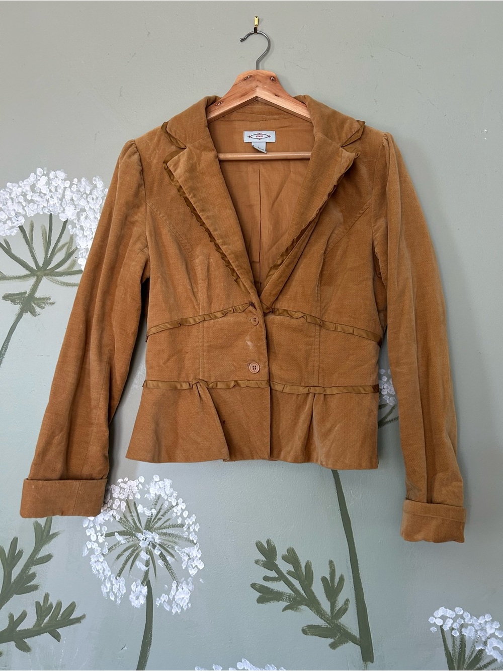Women’s Ochre Velvet Peplum Jacket